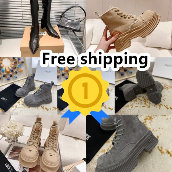 Designerstiefel beliebte trendige trendige Frauen Kurzstiefel Knöchelstiefel Luxus Soles Frauen dicke Absatzgröße 35-40 Chunky Wanderwander