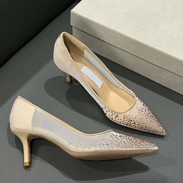 2024 Lüks örgü elmas yüksek topuklu ayakkabılar düz ayakkabı yeni renk matkap payetler tasarımcı bayanlar düğün beyaz nefes alabilen kristal yüksek topuklu