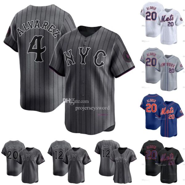 4 Francisco Alvarez NYC 2024 City Connect Mets Jersey Francisco Lindor Brandon Nimmo Starling Marte Jeff McNeil Pete Alonso Edwin Diaz Kodai Senga Darryl Strawberry