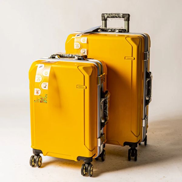 Багаж мужской новый алюминиевый каркас багаж коэффициент, насыщенные одноквартирные чемоданы, женские сумки, унисекс, пакет пакета, пакеты колес