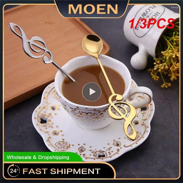 Colheres de 1/3pcs aço inoxidável notas musicais de chá de café agitação de sorvete de sorvete de mesa de mesa de mesa kichen acessórios