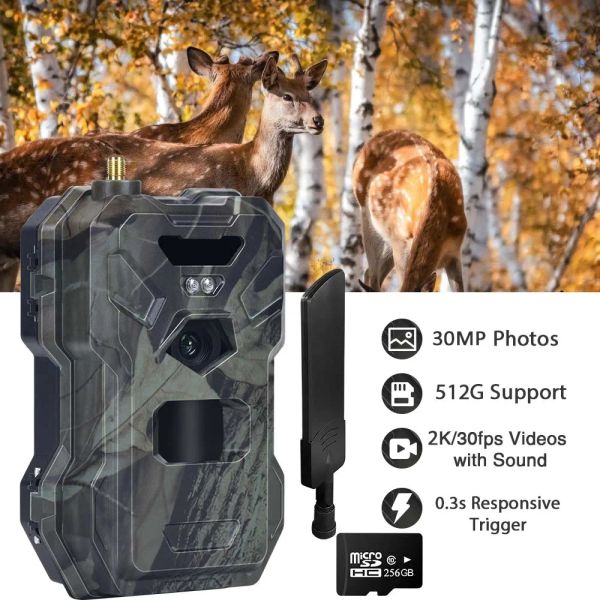Камеры 4G 30MP 2K 2K Hunting Trail Camera с приложением.