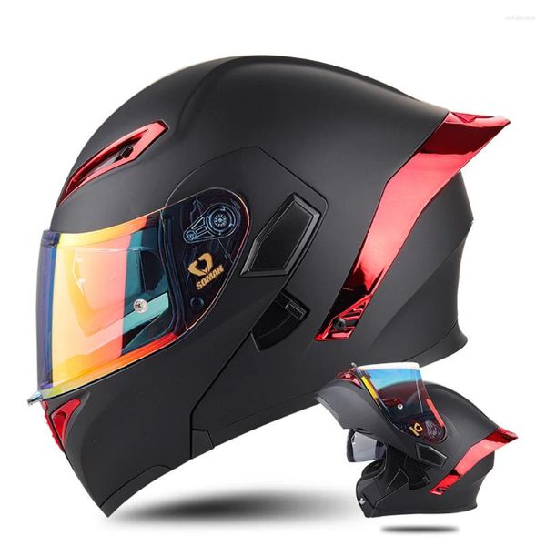 Caschi da moto Casco opaco opaco Nero Rosso Rosso Resistente Protezione della testa Resistente alla testa Anti-slip Motocross Frandibile Equipaggiamento Flip Up