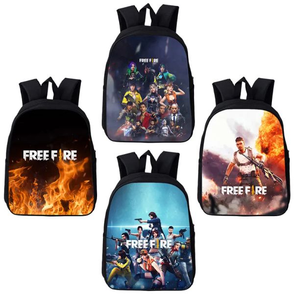 Rucksäcke Hot Game Bags Jungen 3D Print Anime Free Fire Garena Rucksack Kinder Cartoon Schoolbags Teenager Grundschule 12/16 Zoll