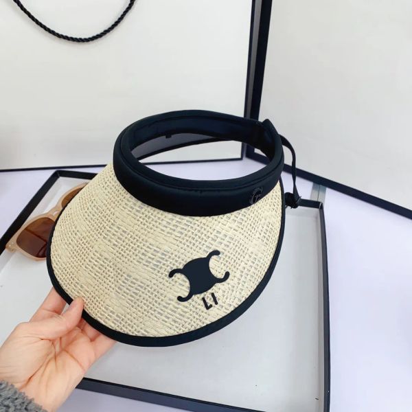 Mulher Mulheres Visores vazios Top Caps Designer Sun Visor for Men Straw Hat Fashion Casquette Summer Beach Hats Woman visors Luxurys Street Cap atacado