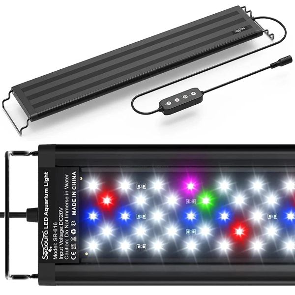 Aquários 3045cm Automóvel ON/OFF Aquário Lâmpada de luz para plantas de água Luz de peixe de espectro completo com timer branco azul vermelho verde leds rosa verde