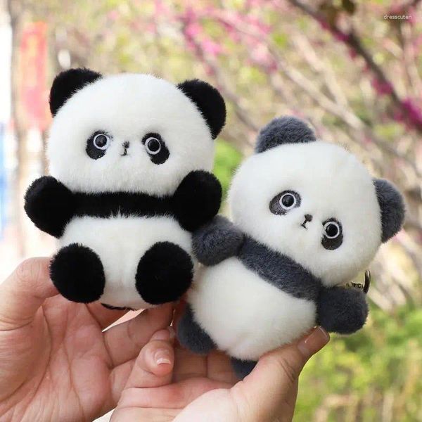 Dekorative Figuren 11 cm Riesen Panda Plüsch kleiner Anhänger Kinder Rucksack Puppe süße nationale Schatzspielzeug Schlüsselbund