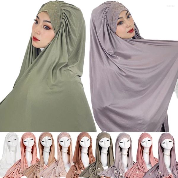 Abbigliamento etnico hijab musulmano 12 colori velo di alta qualità a colori solidi di alta qualità anello malese per diamanti per diamante