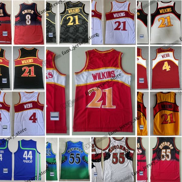 Kide Youth Women Basketball Jerseys Bazemore Webb Smith Wilkins Mutombo Retro Stitched Jersey 1986-87