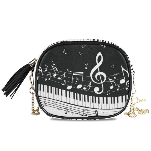 Bolsas Alaza Leather Crossbody Bags for Women Cader Messenger Bag Music Note