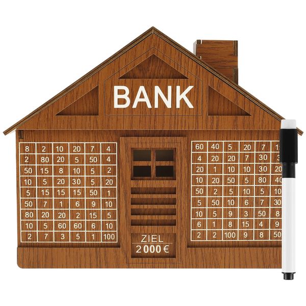 Wood Piggy Bank Retro Money Storage Box mit Counter Creative House-Form Piggy Bank 2000 Euro Kapazität Wechselhalter Fall mit 240411