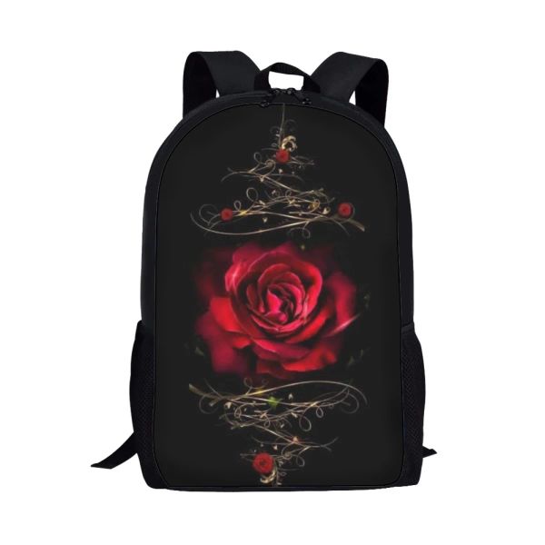 Borse borse da scuola viola gothic rose pattern per ragazze teenager spalla zaino tendenza universitario studentessa donna casual da viaggio sacca da viaggio