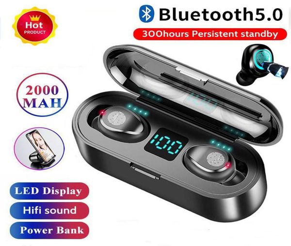 1 PCS F9 TWS EARENDONES Bluetooth sem fio 50 fones de ouvido estéreo de estéreo HiFi com Mic 2000mAh recarregável PK I10 I12 I119398269