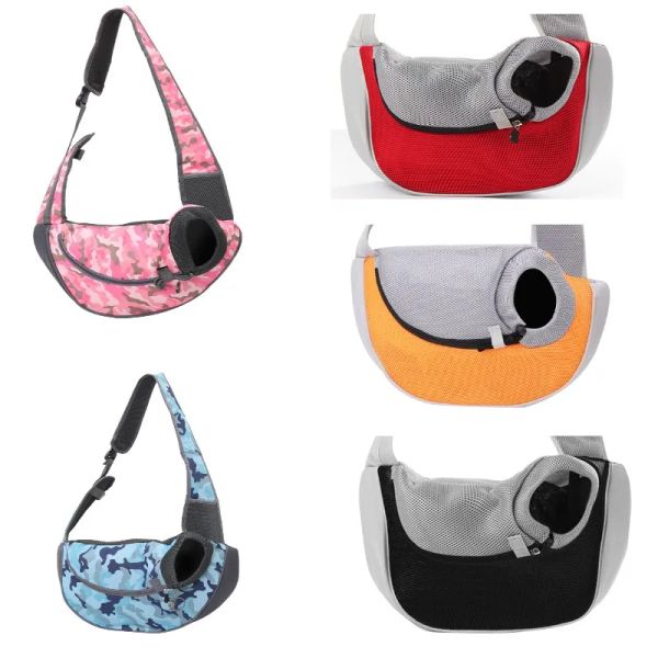 Bolsas Pet Sling Puppy Puppy Cat Sling Carrier Bag Hands Free com Bolsa de ombro de cinta acolchoada acolchoada ajustável carregando bolsa de ombro carregando