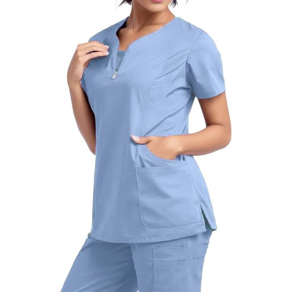 Uniformes Hospital de farmácia Scrubs Tops Belas Belas Belas Belas Odontologia Pet Doctor Macicles Nurse Uniform 240418