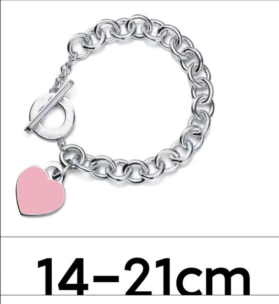 Pink Love Silver 14 cm da 21 cm Bracciale per donne catene Link uomini adulti gioielli Braccialetti set di bracciali Kit Kit per ragazze designer di ebraico Coppia di matrimoni Fare Fare Cool
