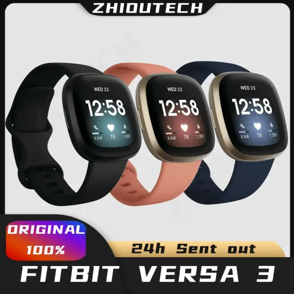 Controle Fitbit original Versa 3 Smartwatch Sport Sport Smart Watch Freqüência cardíaca Monitor GPS Bracelete de fitness Outdoor para Android iOS