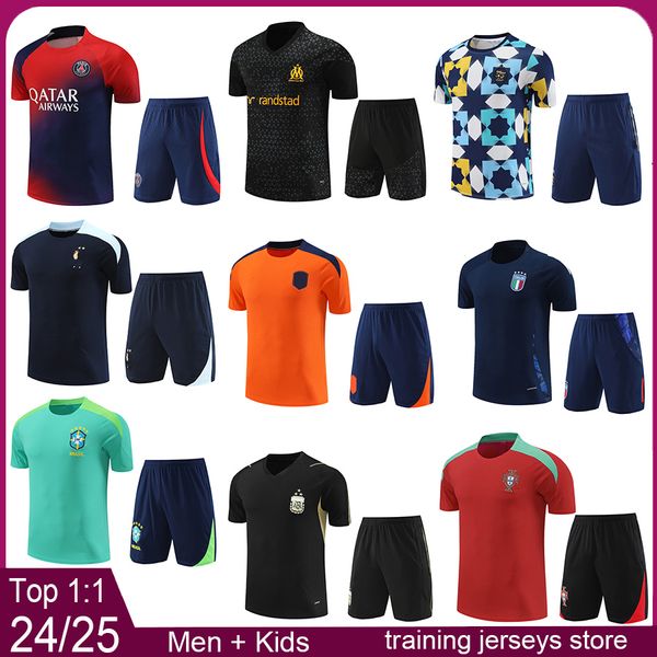 Französische PSGE-Männer vor dem Match Jersey Brasilien Portugal Kids Football Kits 2024 Niederlande Marseille Algerien Trainingshemd 23 24 25 Argentinien Fußballtrikots Kit