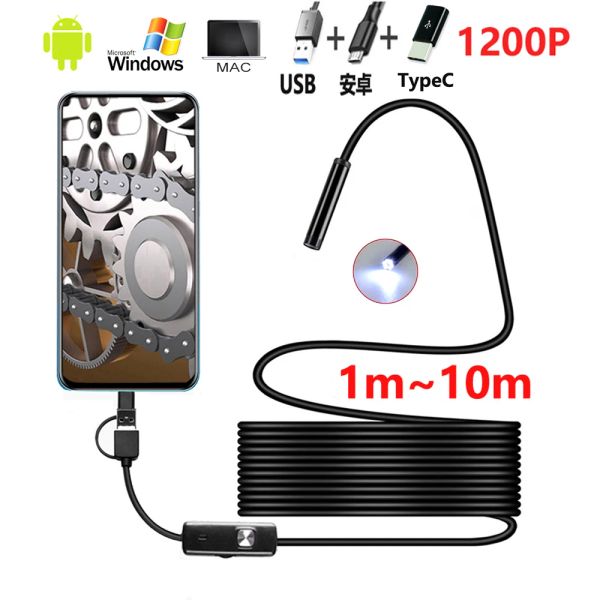 Telecamere HD 2MP 8D 8mm Len 1M 5M Endoscopio USB Android USB IP67 ISPEZIONE ISPEZIONE ISPEZIONE ISPEZIONE CAMERA BORESCOPE OTG Telefono Android 720p