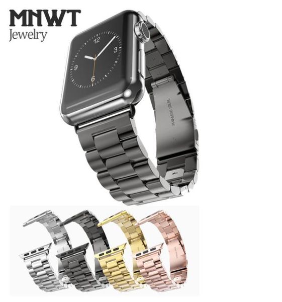 MNWT для Apple Watch Brap 38 мм 42 -мм черно -золотой из нержавеющей стали Замена часовых часов для iWatch Series 1 2 35026979