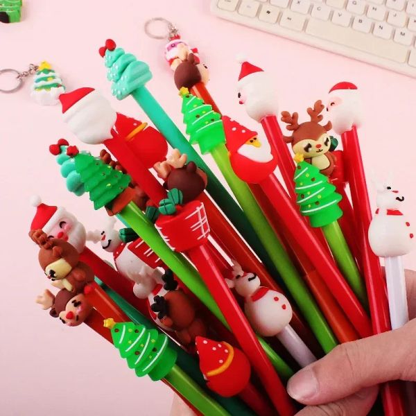 Stifte niedliche Gel -Stift 20 /30pcs Weihnachtserie kleine frische studentische Büro -Stift -Prüfung Tool Stereo Volle Nadel glatte schwarze Nachfüllung