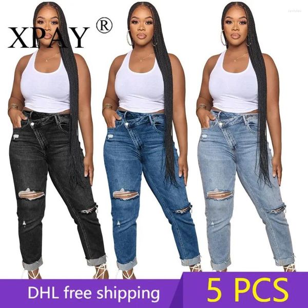 Jeans femininos 5pcs itens a granel Lotes de atacado rasgaram roupas femininas 2024 Summer Denim Troushers calça lápis Streetwear Y2K X11421