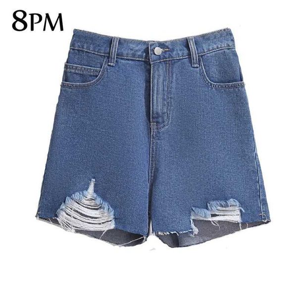 Shorts femminile femminile Plus size Jean Shorts Elastico Cash Cash Pure Color Shorts con tasche Shorts in denim strappato grezzo sfilacciato 4xl 5xl ouc1529 y240420