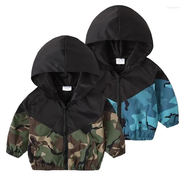 Giacche da ragazzi abbigliamento da esterno per bambini camouflage trench abiti da ragazzo 3-10 anni per bambini giacca a vento con cappuccio sottile