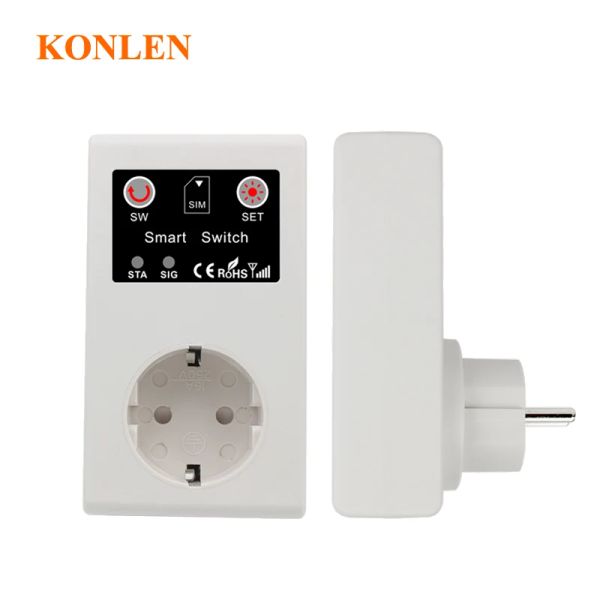 Заглушки 16A EU GSM Power Socket Socket Demote Relay Relay Smart Intelly Sockets Outlet 3000W SMS -вызов Android App Home Automation