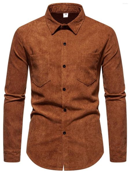 Camicie casual maschile 2024 camicia vettamina vintage per leisure autunnale più dimensioni della manica lunga americana Trendy