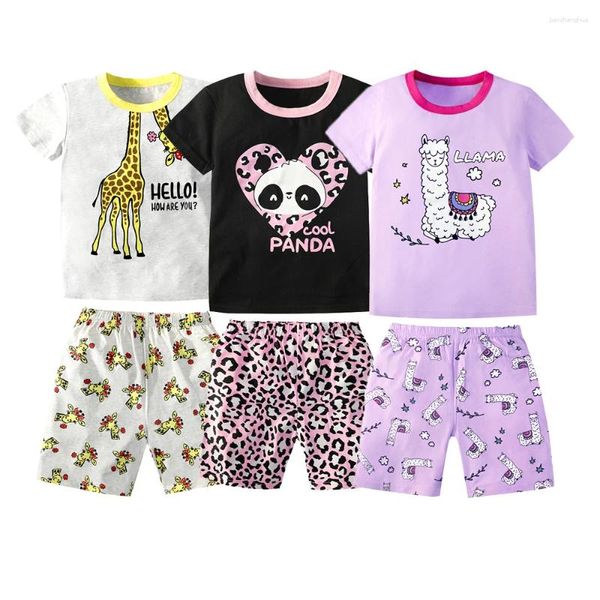 Kleidung Sets Kindermädchen Kleidung Set Cotton Baby Girl Outfits Pink Leopard Herz Kleinkind Shorts Koreanische Kinder Anzüge