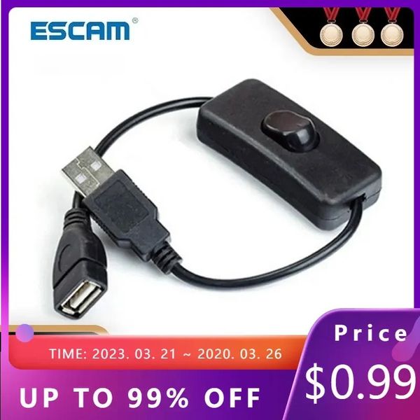2024 Cavo USB ESCAM da 28 cm con interruttore ON/OFF Extension Attivazione per la lampada USB Linea di alimentazione della ventola USB Linea di vendita a caldo Adapter Adapter Adapter Casco adattatore