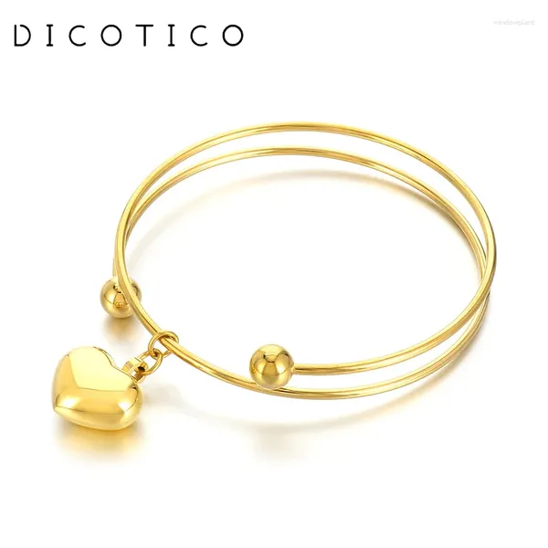 Bracciale in acciaio inossidabile alla moda per donna Girl Gold Silver Color Heart Copenante Female Impegno per matrimoni Gioielli Luxio