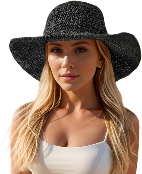 Дамы мягкий стиль Большой пляж соломенная шляпа складываемой негабаритная солнце