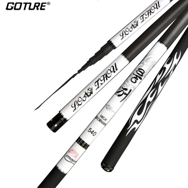 Accessoires Goture Telescopic Fishing Rod Carbon Faser 2,7m10 m 2/8 Power Hard Bream Fishing Rod Handmast für Karpfenforellenfischfischerei