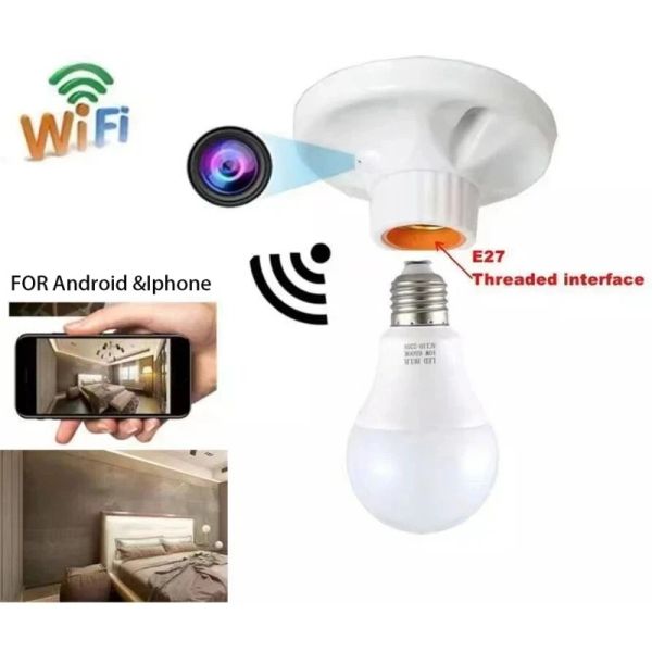 Telecamere Home Hotel soffitto E27 Porta della lampada WiFi Mini Camera Burb Base Base HD IP Wireless Camera da streaming live Monitoraggio telecomando