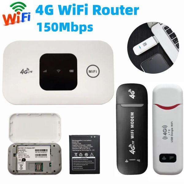 Маршрутизаторы 4G Wi -Fi Router Modem Wireless 4G Pocket Wi -Fi маршрутизатор 150 Мбит / с мобильной горячей точки Wi -Fi Repeater с покрытием SIM -карты 4G Широи