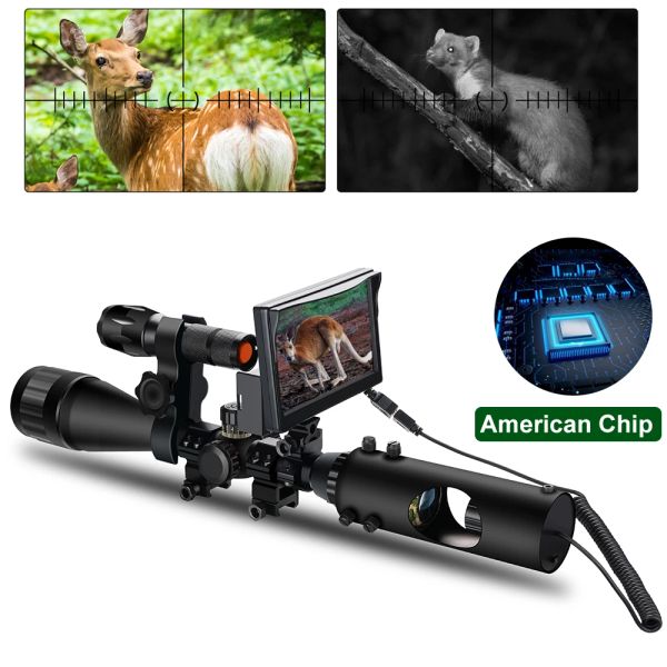 Câmeras 850NM LED LED IR Night Vision Riflescope Hunting Scopes Optics Sight Cament Camera Hunting Wildlife Night Vision