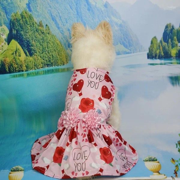 Vestuário para cães roupas para animais de estimação e gato do Dia dos Namorados Princesa vestido fofo pequeno de tamanho médio