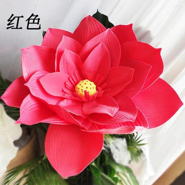 Flores decorativas 30 cm simulado pe lotus bouquet cenário decoração shopping shopping window exibir layout de palco artificial