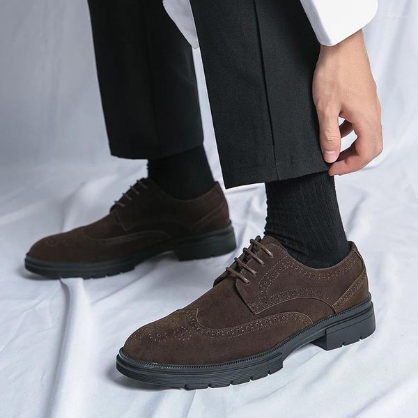 Scarpe casual opache in pelle vera e propria Brogue Oxford Bussiness Working Spesse Solled causali Soft Daily Comfort Male calzature maschili