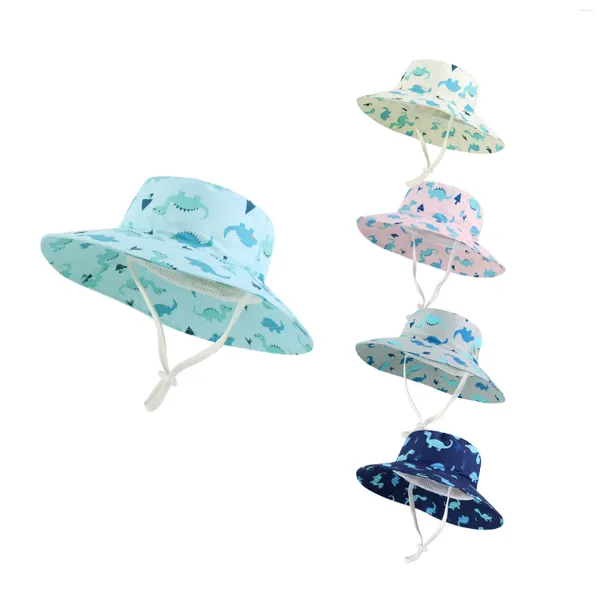 Berets Baby Jungen Sonnenhut Infant UPF 50 Schutzkind Dinosaurier Eimer Sommer Kids Beach Hüte breit Krempe Outdoor Spiele