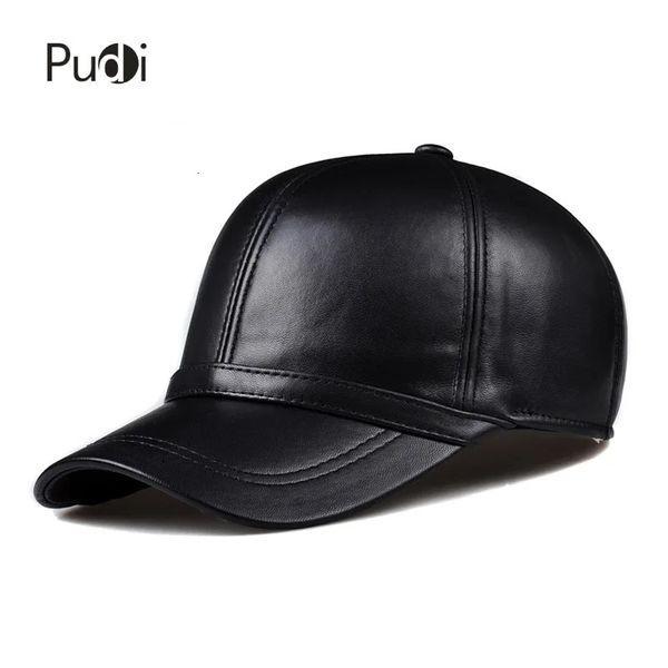 HL091 Spring Genuine Leather Mans Baseball Cap da baseball Maschio Campionatore regolabile guida Cappelli neri 240323