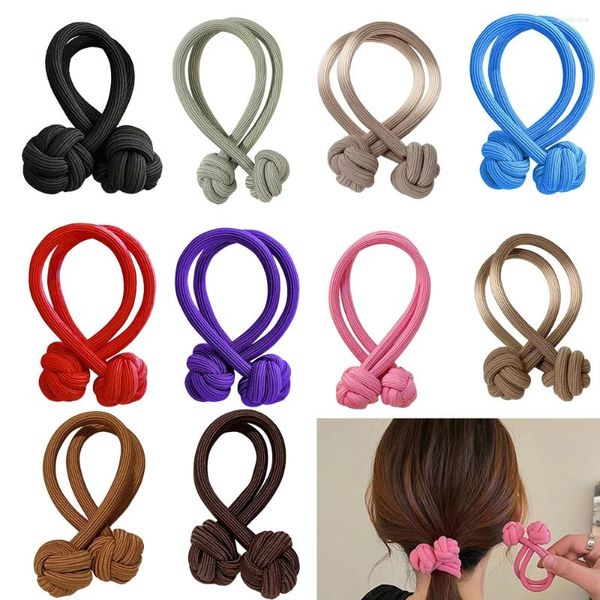 9pcs Ball Hair lances Candy Color Bands Girls Ponytail Holder com Acessórios de Bolas Doubres para Mulheres