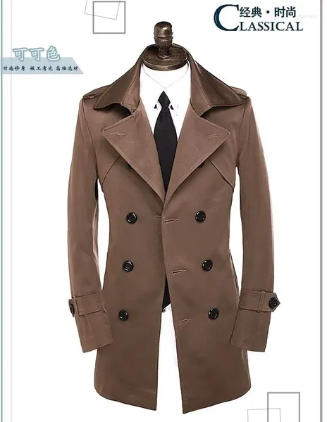 Мужские траншеи Coats Khaki Grey Beige 2024 Весенняя осень осенний пальто мужчина повседневное манто Homme Overwear Средняя длина