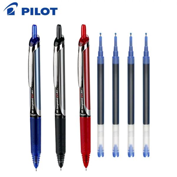 PENS Pilot BXRTV5 Press Gel Pen 5pcs/Los 0,5 -mm -Schülerprüfung mit Schwarz/Blau/Rot -Nadelstift + BXSV5RT -Nachfüllungen