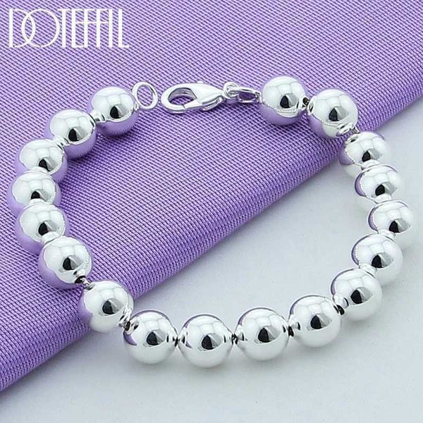 Catena 8 mm/10 mm per perle a sfera a sfera di colore argento in rilievo da 20 cm Bracciale Woman Fashion Jewelry Y240420