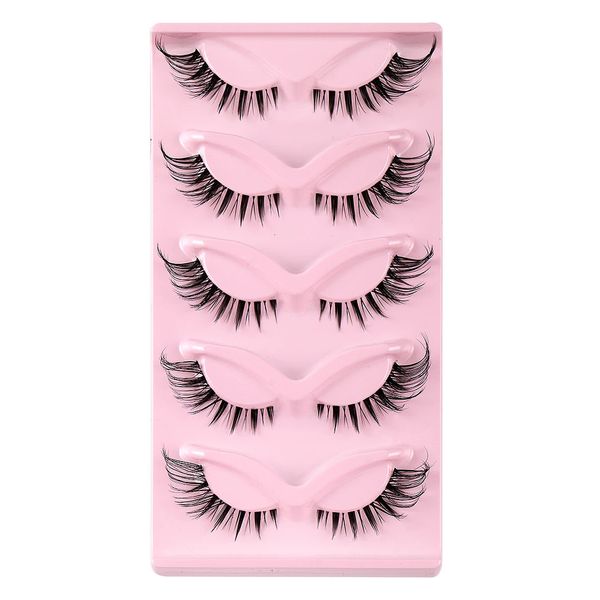 5 Paar 3D Cat Eye Wimpern Fuchs flauschiger weicher natürlicher Nerz False Wimpern Faux Make -up gefälschter Wimpern 240420