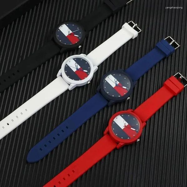 Нарученные часы мужчины окрашенные желе -силиконовая группа Quartz Watch Student Минималистские часы для запястья для женщин