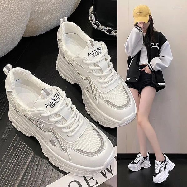 Freizeitschuhe Frauen Sneaker Sommerplattform Tennis weibliche Rosen 2024 Dicke Sohle Mode Trainer Riband Cotton Stoff High Mic